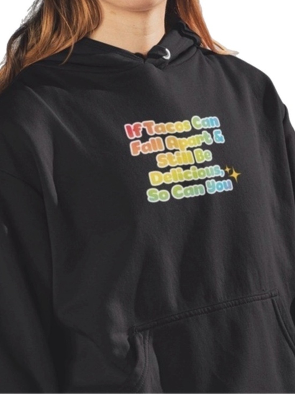 The Blind Medium Black Fleece Lined Hoodie ‘If Tacos Can Fall Apart”